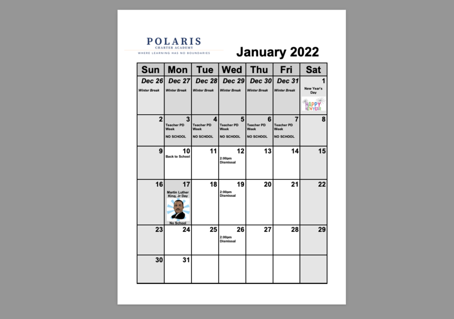 January 2022 Parent Calendar